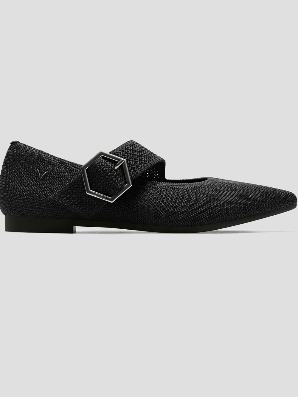 Vivaia | Pointed Black Maria Mary Jane Flats with Geometric Buckle ~ 41.5 US 10 - Picture 4 of 11